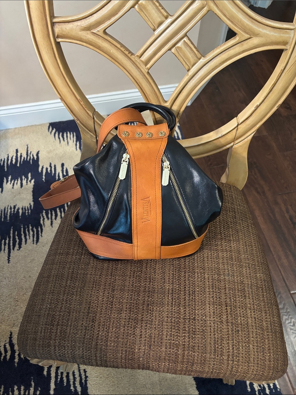 Valentina pebbled Italian Leather Sling convertible back pack